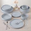 imageEfar Stoneware Dinnerware Sets 12Piece Plates and Bowls Dish Set for 4 Kitchen Modern Dinning Ware Chip and Scratch Resistant Microwave ampamp Dishwasher Safe Matte BlackHaze Gray
