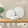 imageEfar Stoneware Dinnerware Sets 12Piece Plates and Bowls Dish Set for 4 Kitchen Modern Dinning Ware Chip and Scratch Resistant Microwave ampamp Dishwasher Safe Matte BlackStone White