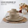 imageEfar Stoneware Dinnerware Sets 12Piece Plates and Bowls Dish Set for 4 Kitchen Modern Dinning Ware Chip and Scratch Resistant Microwave ampamp Dishwasher Safe Matte BlackBright Khaki