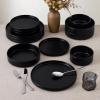imageEfar Stoneware Dinnerware Sets 12Piece Plates and Bowls Dish Set for 4 Kitchen Modern Dinning Ware Chip and Scratch Resistant Microwave ampamp Dishwasher Safe Matte BlackMatte Black
