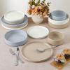 imageEfar Stoneware Dinnerware Sets 12Piece Plates and Bowls Dish Set for 4 Kitchen Modern Dinning Ware Chip and Scratch Resistant Microwave ampamp Dishwasher Safe Matte BlackMulticolor