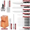 imageKnife Block Set for Kitchen Efar 17Piece High Carbon Forged Stainless Steel Knife Set Includes Chef Utility Paring Steak Serrated Bread Santoku Knife Sharpener  Full Tang DesignTriple Riveted Abs Handle