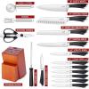imageKnife Block Set for Kitchen Efar 17Piece High Carbon Forged Stainless Steel Knife Set Includes Chef Utility Paring Steak Serrated Bread Santoku Knife Sharpener  Full Tang DesignAbs Handle  Wooden Block