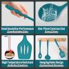 imageSilicone Cooking Utensils Set Efar 7Piece Blue Heat Resistant Kitchen Utensils Set Kitchen Nonstick Tools Spatula Ladle Spoon Pasta Server for Nonstick Cookware NonToxic ampamp Dishwasher safeBlue