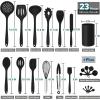 imageSilicone Cooking Utensils Set Efar 7Piece Blue Heat Resistant Kitchen Utensils Set Kitchen Nonstick Tools Spatula Ladle Spoon Pasta Server for Nonstick Cookware NonToxic ampamp Dishwasher safeBlack