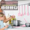 imageSilicone Cooking Utensils Set Efar 7Piece Blue Heat Resistant Kitchen Utensils Set Kitchen Nonstick Tools Spatula Ladle Spoon Pasta Server for Nonstick Cookware NonToxic ampamp Dishwasher safePink