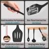 imageSilicone Cooking Utensils Set Efar 7Piece Blue Heat Resistant Kitchen Utensils Set Kitchen Nonstick Tools Spatula Ladle Spoon Pasta Server for Nonstick Cookware NonToxic ampamp Dishwasher safeBlack
