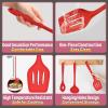 imageSilicone Cooking Utensils Set Efar 7Piece Blue Heat Resistant Kitchen Utensils Set Kitchen Nonstick Tools Spatula Ladle Spoon Pasta Server for Nonstick Cookware NonToxic ampamp Dishwasher safeRed