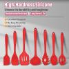 imageSilicone Cooking Utensils Set Efar 7Piece Blue Heat Resistant Kitchen Utensils Set Kitchen Nonstick Tools Spatula Ladle Spoon Pasta Server for Nonstick Cookware NonToxic ampamp Dishwasher safeRed