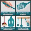 imageSilicone Cooking Utensils Set Efar 7Piece Blue Heat Resistant Kitchen Utensils Set Kitchen Nonstick Tools Spatula Ladle Spoon Pasta Server for Nonstick Cookware NonToxic ampamp Dishwasher safeBlue