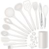 imageSilicone Cooking Utensils Set Efar 7Piece Blue Heat Resistant Kitchen Utensils Set Kitchen Nonstick Tools Spatula Ladle Spoon Pasta Server for Nonstick Cookware NonToxic ampamp Dishwasher safeWhite