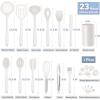 imageSilicone Cooking Utensils Set Efar 7Piece Blue Heat Resistant Kitchen Utensils Set Kitchen Nonstick Tools Spatula Ladle Spoon Pasta Server for Nonstick Cookware NonToxic ampamp Dishwasher safeWhite