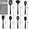 imageSilicone Cooking Utensils Set Efar 7Piece Blue Heat Resistant Kitchen Utensils Set Kitchen Nonstick Tools Spatula Ladle Spoon Pasta Server for Nonstick Cookware NonToxic ampamp Dishwasher safeBlack