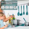 imageSilicone Cooking Utensils Set Efar 7Piece Blue Heat Resistant Kitchen Utensils Set Kitchen Nonstick Tools Spatula Ladle Spoon Pasta Server for Nonstick Cookware NonToxic ampamp Dishwasher safeBlue