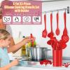 imageSilicone Cooking Utensils Set Efar 7Piece Blue Heat Resistant Kitchen Utensils Set Kitchen Nonstick Tools Spatula Ladle Spoon Pasta Server for Nonstick Cookware NonToxic ampamp Dishwasher safeRed