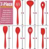 imageSilicone Cooking Utensils Set Efar 7Piece Blue Heat Resistant Kitchen Utensils Set Kitchen Nonstick Tools Spatula Ladle Spoon Pasta Server for Nonstick Cookware NonToxic ampamp Dishwasher safeRed