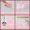 imageSilicone Cooking Utensils Set Efar 7Piece Blue Heat Resistant Kitchen Utensils Set Kitchen Nonstick Tools Spatula Ladle Spoon Pasta Server for Nonstick Cookware NonToxic ampamp Dishwasher safePink