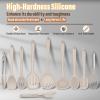 imageSilicone Cooking Utensils Set Efar 7Piece Blue Heat Resistant Kitchen Utensils Set Kitchen Nonstick Tools Spatula Ladle Spoon Pasta Server for Nonstick Cookware NonToxic ampamp Dishwasher safeKhaki