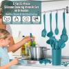 imageSilicone Cooking Utensils Set Efar 7Piece Blue Heat Resistant Kitchen Utensils Set Kitchen Nonstick Tools Spatula Ladle Spoon Pasta Server for Nonstick Cookware NonToxic ampamp Dishwasher safeBlue