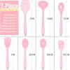 imageSilicone Cooking Utensils Set Efar 7Piece Blue Heat Resistant Kitchen Utensils Set Kitchen Nonstick Tools Spatula Ladle Spoon Pasta Server for Nonstick Cookware NonToxic ampamp Dishwasher safePink