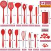 imageSilicone Cooking Utensils Set Efar 7Piece Blue Heat Resistant Kitchen Utensils Set Kitchen Nonstick Tools Spatula Ladle Spoon Pasta Server for Nonstick Cookware NonToxic ampamp Dishwasher safeRed