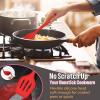 imageSilicone Cooking Utensils Set Efar 7Piece Blue Heat Resistant Kitchen Utensils Set Kitchen Nonstick Tools Spatula Ladle Spoon Pasta Server for Nonstick Cookware NonToxic ampamp Dishwasher safeRed