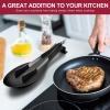 imageSpoon Rest Efar Matte Black Stainless Steel Spoon Ladle Holder Spatula Rest for Kitchen Stove Top Large Size ampamp Dishwasher SafeBlack