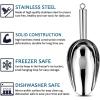 imageStainless Steel Ice Scoop Set of 2 Efar 24 Ounces Metal Large Utility Scoop for KitchenBarPartyWeddingDog foodPotted Plants Round Bottom ampamp Hanging Loop Rust Free ampamp Dishwasher Safe12 Ounce