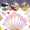 imageTeal Blue Kitchen Utensils Set Efar 15Piece Silicone Cooking Utensils with Holder Nonstick Cookware Friendly ampamp Heat Resistant Includes Ladle Spatula Spoon Slotted Turner for Cooking ampamp BakingPink