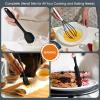 imageTeal Blue Kitchen Utensils Set Efar 15Piece Silicone Cooking Utensils with Holder Nonstick Cookware Friendly ampamp Heat Resistant Includes Ladle Spatula Spoon Slotted Turner for Cooking ampamp BakingBlack