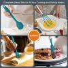 imageTeal Blue Kitchen Utensils Set Efar 15Piece Silicone Cooking Utensils with Holder Nonstick Cookware Friendly ampamp Heat Resistant Includes Ladle Spatula Spoon Slotted Turner for Cooking ampamp BakingTeal Blue
