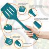 imageTeal Blue Kitchen Utensils Set Efar 15Piece Silicone Cooking Utensils with Holder Nonstick Cookware Friendly ampamp Heat Resistant Includes Ladle Spatula Spoon Slotted Turner for Cooking ampamp BakingTeal Blue