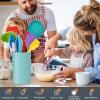 imageTeal Blue Kitchen Utensils Set Efar 15Piece Silicone Cooking Utensils with Holder Nonstick Cookware Friendly ampamp Heat Resistant Includes Ladle Spatula Spoon Slotted Turner for Cooking ampamp BakingColorful