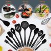 imageTeal Blue Kitchen Utensils Set Efar 15Piece Silicone Cooking Utensils with Holder Nonstick Cookware Friendly ampamp Heat Resistant Includes Ladle Spatula Spoon Slotted Turner for Cooking ampamp BakingBlack