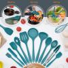 imageTeal Blue Kitchen Utensils Set Efar 15Piece Silicone Cooking Utensils with Holder Nonstick Cookware Friendly ampamp Heat Resistant Includes Ladle Spatula Spoon Slotted Turner for Cooking ampamp BakingTeal Blue
