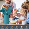 imageTeal Blue Kitchen Utensils Set Efar 15Piece Silicone Cooking Utensils with Holder Nonstick Cookware Friendly ampamp Heat Resistant Includes Ladle Spatula Spoon Slotted Turner for Cooking ampamp BakingTeal Blue