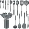 imageEfar 14 Pieces Silicone Cooking Utensils Set Kitchen Utensils Set with Holder Spatula Ladle Spoon Tong Slotted Turner for Nonstick Cookware Heat Resistant ampamp Stainless Steel Handle BlackGray