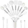 imageEfar 14 Pieces Silicone Cooking Utensils Set Kitchen Utensils Set with Holder Spatula Ladle Spoon Tong Slotted Turner for Nonstick Cookware Heat Resistant ampamp Stainless Steel Handle BlackCream White