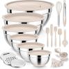 imageEfar 25PCS Mixing Bowls with Lid Set Stainless Steel Nesting Prep Bowls with Grater Attachments NonSlip Bottoms for Cooking Baking Serving Food Storage 4626215107QT  BlueKhaki