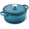 imageEfar 7QT Oval Dutch Oven Pot with Lid Enameled Cast Iron Dutch Oven with Dual Handles for Sourdough Bread Baking Cooking Nonstick Enamel Coated CookwareBlue NonToxic ampamp Easy CleanTeal Mist
