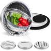 imageEfar Colander with Mixing Bowl Set 41 Stainless Steel Colander Strainers Bowl with Graters for Kitchen Rotatable Food Strainer Bowl for Rinsing Fruits VegetablesDraining Pasta  BlackBlack