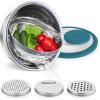 imageEfar Colander with Mixing Bowl Set 41 Stainless Steel Colander Strainers Bowl with Graters for Kitchen Rotatable Food Strainer Bowl for Rinsing Fruits VegetablesDraining Pasta  BlackBlue
