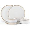 imageEfar Dinnerware Sets for 6 18Piece Stoneware Plates and Bowls Set Reactive Glaze Dinning Ware Dishes Set Microwave ampamp Dishwasher Safe  Seashell WhiteSeashell White