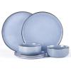 imageEfar Dinnerware Sets for 6 18Piece Stoneware Plates and Bowls Set Reactive Glaze Dinning Ware Dishes Set Microwave ampamp Dishwasher Safe  Seashell WhiteOcean Blue