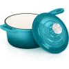 imageEfar Enameled Cast Iron Sauce Pan 2 Quart Dutch Oven Saucepan with Lid Small Sauce Pot for Cooking Boiling Healthy ampamp Non Toxic Induction ampamp Oven Safe OrangeGreen