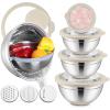 imageEfar Mixing Bowls with Lids Set 15PCS Stainless Steel Mixing Nesting Bowl with Colander ampamp 3 Metal Grater for Kitchen PrepBakingStorage NonSlip Bottom ampamp Airtight Lid 46 3 15 1 07QT KhakiKhaki