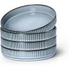 imageEfar Pasta Bowls Set of 4 35oz Large Salad Bowl Plate for Dinner Serving Soup Wide ampamp Shallow Ceramic Stoneware Pasta Plates Microwave ampamp Dishwasher Safe Reactive Glaze Textured Stripes Dusty BlueDusty Blue