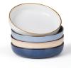 imageEfar Pasta Bowls Set of 4 35oz Large Salad Bowls for Serving Wide and Shallow Ceramic Plates for Kitchen Double Reactive Glaze Microwave and Dishwasher Safe Ocean BlueMulticolor