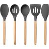 imageEfar Silicone Cooking Utensils Set 446 Heat Resistant 10PCS Kitchen Utensils Set with Wooden Handle for Nonstick Cookware Kitchen Tools Spatula Whisk Tongs Ladle Nontoxic ampamp Healthy WhiteGray