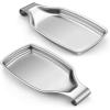 imageEfar Spoon Rest for Stove Top 2Piece Stainless Steel Spoon Holder for Kitchen Counter Spatula Ladle Utensils Rest Heavy Duty ampamp Large Size Dishwasher Safe85 x 43 InchSilver